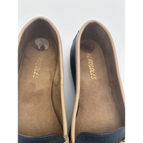 Aerosoles Manuscript Womens 6 Blue Tan Loafers Buckle Comfort Shoes - Picture 4 of 8